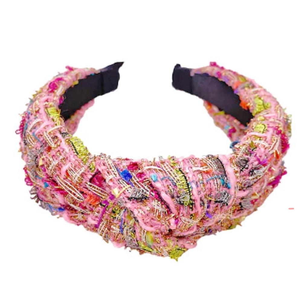 Bari Lynn Pink Tweed Headband